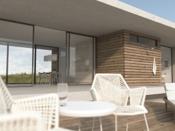 3D Design / Architekturvisualisierung eines Strandhauses in Duinzand (Detailansicht)